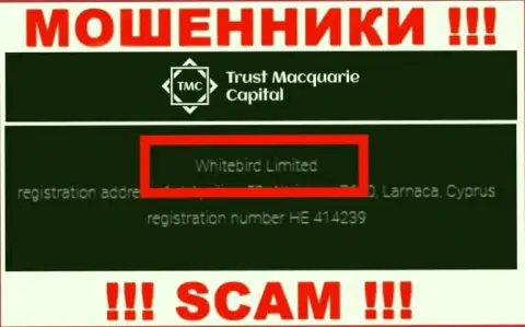 На официальном интернет-портале Trust M Capital сказано, что указанной конторой владеет Whitebird Limited