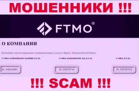 Компания FTMO Com предоставила свой рег. номер на своем официальном интернет-сервисе - 03136752