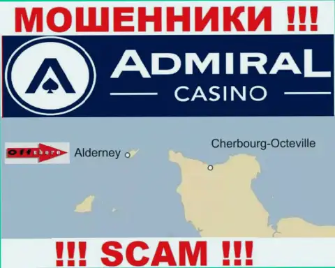 Поскольку Admiral Casino находятся на территории Alderney, присвоенные денежные средства от них не забрать
