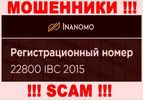 Регистрационный номер организации Инаномо Финанс Лтд: 22800 IBC 2015