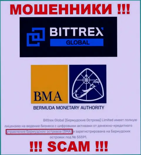 И компания Bittrex и ее регулятор: Управление денежного обращения Бермудских островов (BMA), являются мошенниками