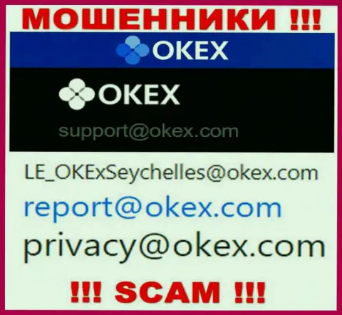 На интернет-ресурсе мошенников ОКекс приведен этот адрес электронного ящика, на который писать очень рискованно !!!