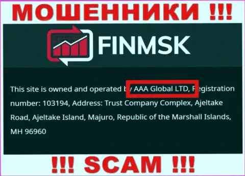 Инфа про юридическое лицо internet махинаторов ФинМСК - ААА Глобал Лтд, не обезопасит Вас от их лап