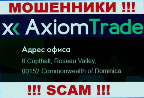 АксиомТрейд сидят на оффшорной территории по адресу 8 Copthall, Roseau Valley, 00152, Dominica - это ВОРЫ !!!
