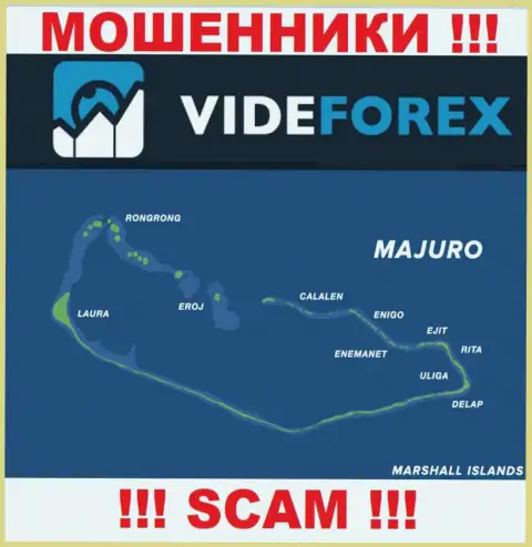 Организация VideForex зарегистрирована довольно далеко от слитых ими клиентов на территории Маджуро, Маршалловы острова