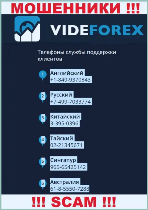 В запасе у мошенников из организации VideForex Com припасен не один номер телефона