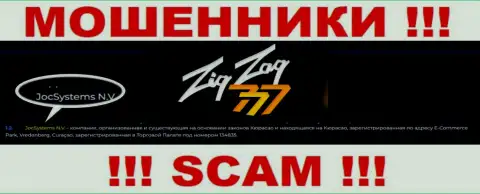 JocSystems N.V - юридическое лицо мошенников Zig Zag 777