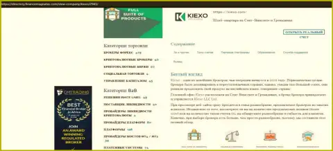 Обзорный материал о условиях для совершения сделок Forex дилинговой организации KIEXO, представленный на сайте Directory FinanceMagnates Com