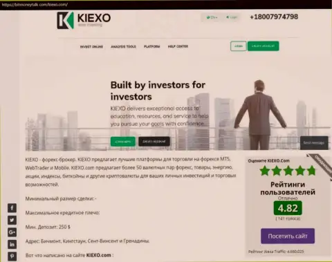 Рейтинг FOREX дилинговой организации KIEXO, размещенный на web-ресурсе bitmoneytalk com