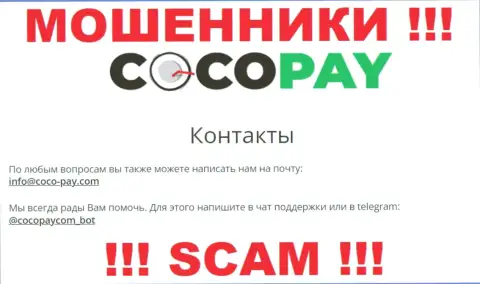 Выходить на связь с компанией Coco Pay весьма рискованно - не пишите к ним на е-мейл !
