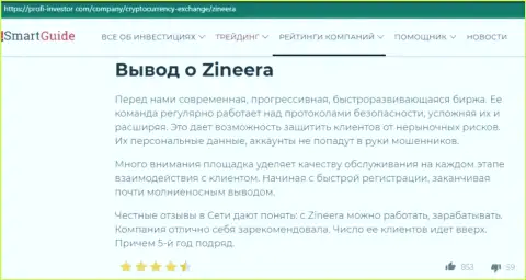 Заключение в информационной статье об условиях для трейдинга дилингового центра Zinnera, предоставленной на web-портале Профи-Инвестор Ком