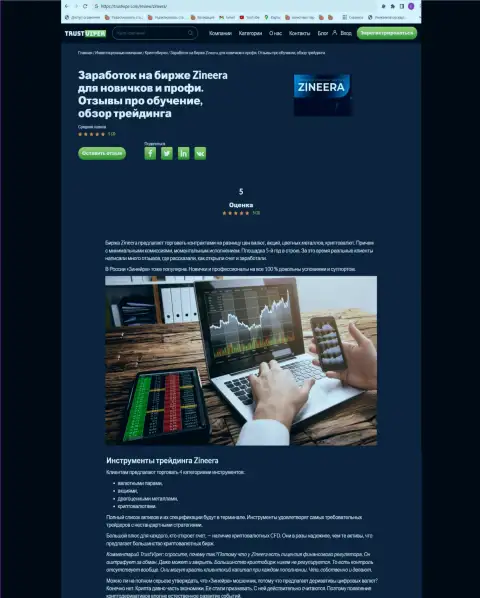 Финансовые инструменты в брокерской фирме Зиннейра Эксчендж перечислены в обзоре на интернет-портале Trustviper Com