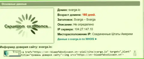 Возраст доменного имени ФОРЕКС конторы Сварга, согласно справочной информации, полученной на интернет-портале doverievseti rf
